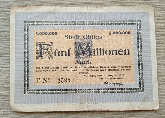 Werty71 Германия 5 миллионов 5000000 марок 1923 Олигс 5 000 000 банкнота гроссгельд