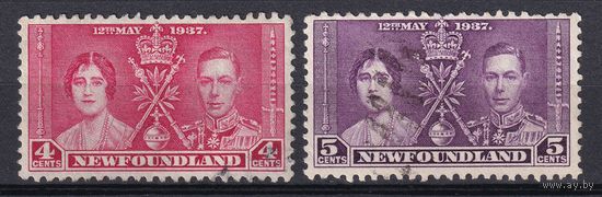 14a.BrKS. Великобритания. Колонии.  Ньюфаундленд. Коронация Георга VI и Елизаветы. 1937 г. 4c, 5c. Mi.##219/220.