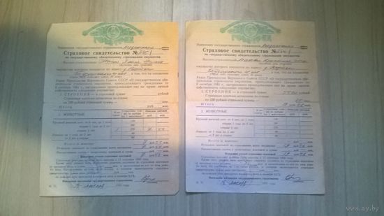 Страховое Свидетельство об обязательном страховании имущества, СССР 1991 года