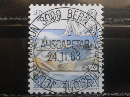 Швейцария, 1983, Дева, концевая, Михель 2,5 евро гаш.