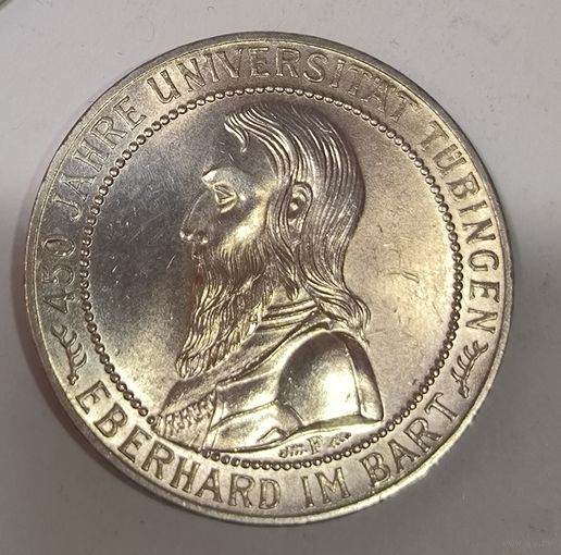 5 марок 1927 Веймар Тюбинген яркий блеск