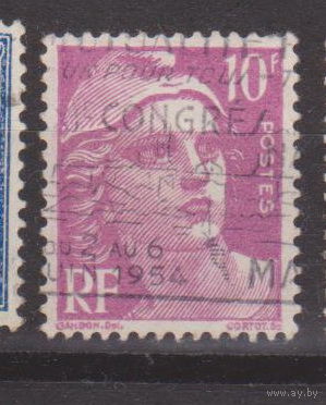 Марианна Франция 1947 год Лот 12 С ИНТЕРЕСНЫМ ГАШЕНИЕМ