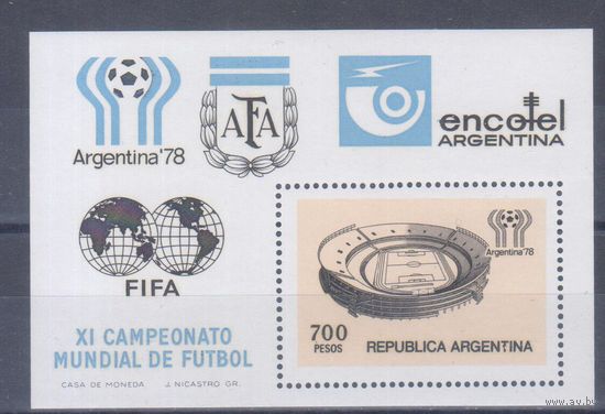 [771] Аргентина 1978. Спорт.Футбол.Чемпионат мира. БЛОК MNH. Кат.4 е.
