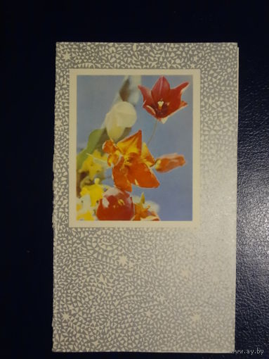 Поздравляем! Цветы. до 1969 г. подписанная. двойная.