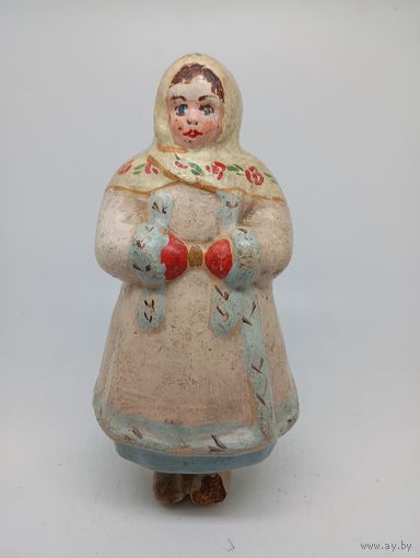Ёлочная игрушка СССР,Снегурочка,дарёнка.Пресс опилки.