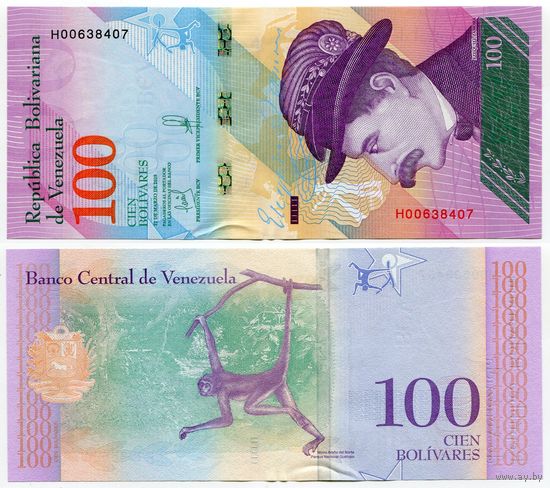 Венесуэла. 100 боливаров (образца 22.03.2018 года, P106b, UNC)