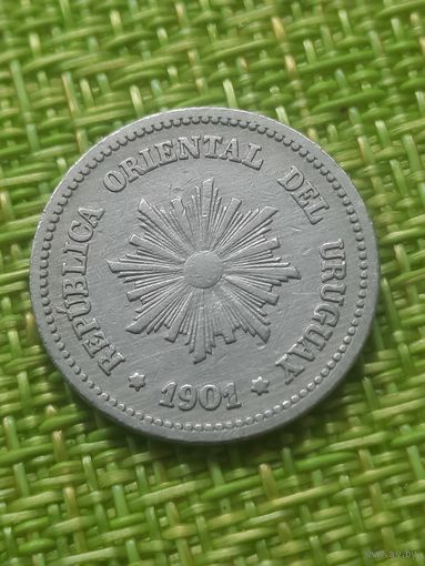Уругвай 2 сентесимо 1901 г KM# 20 - первый год чекана