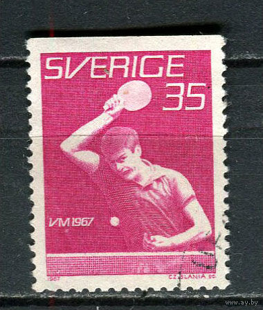 Швеция - 1967 - Настольный теннис 35 О - [Mi.578Do] - 1 марка. Гашеная.  (Лот 58HM)-T2P13