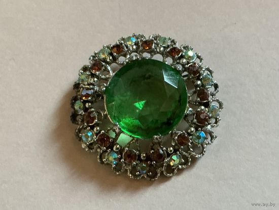 Брошь Леденец  Зеленое стекло Англия 60-е