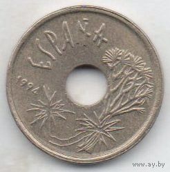КОРОЛЕВСТВО ИСПАНИЯ. АВТОНОМНОЕ СООБЩЕСТВО КАНАРЫ. 25 ПЕСЕТ 1994.