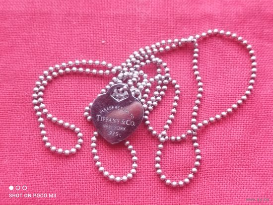 Серебро,цепочка с подвеской Tiffany