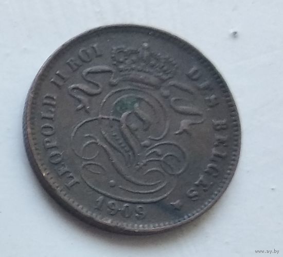 Бельгия 2 сантима, 1909 'DES BELGES' 1-4-9