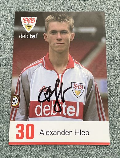 Коллекционная карточка футболист Александр Глеб в форме немецкого клуба Stuttgart / АВТОГРАФ / с 1 РУБЛЯ