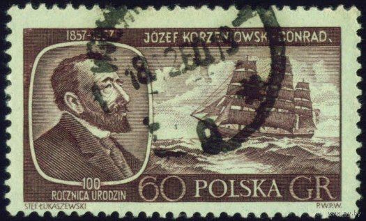 100 лет со дня рождения Джозефа Конрада Польша 1957 год 1 марка