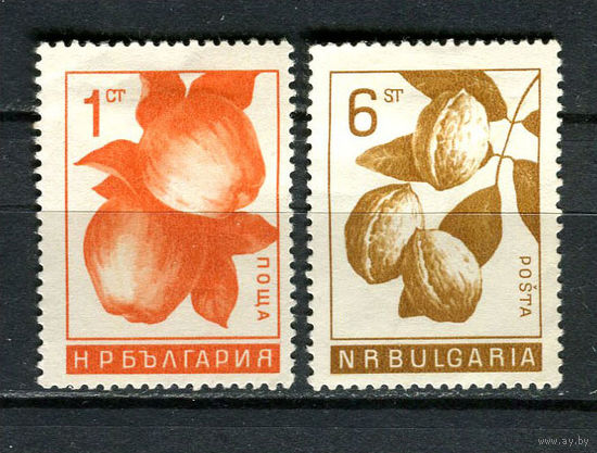 Болгария - 1965 - Яблоки и орехи - (ном. 1 с тонким местом) - 2 марки. MH.  (Лот 21Ft)-T25P30