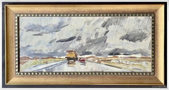 Кубарев В.Г.Засл. худ; 46х89 см.с рамой и 32/75,5 без учета рамы;Большой и красный,или Большой и поменьше