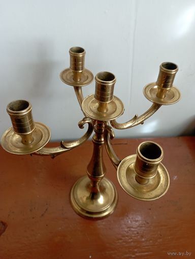 Подсвечник 5 рожковый, бронза, прошлый век. Европа.