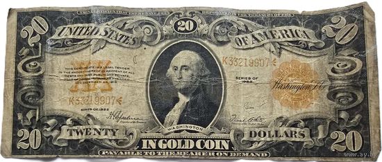 США, 20 долларов 1922 г. Золотой сертификат. Редкость. С рубля.