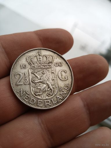 2 1/2 гульдена 1960г Нидерланды серебро