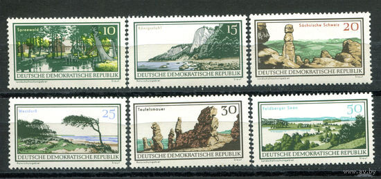 ГДР - 1966г. - Ландшафты - полная серия, MNH, 1 марка с отпечатком на клее [Mi 1179-1184] - 6 марок