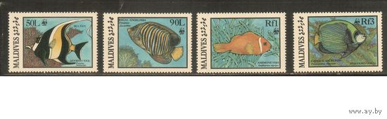 Мальдивы-1986(Мих.1198-1201) , **  , Морская  Фауна , Рыбы (полная серия)