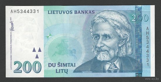Литва 200 лит 1997 года. Тип P-63. Состояние aUNC!