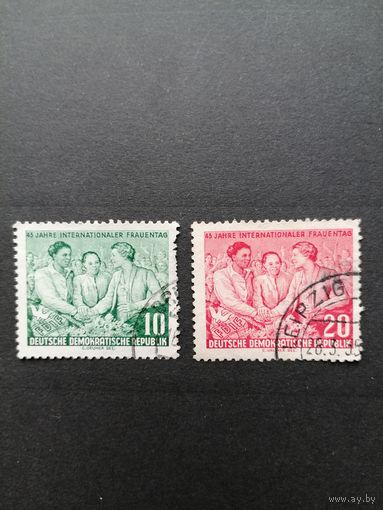 ГДР 1955 Серия марок "Международный женский день" (гашение без клея) Mi.450-451 каталог 1.20 евро
