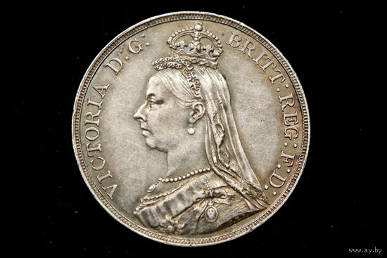 1 крона 1889 г. Великобритания, Виктория. Кабинетная патина, сохран!