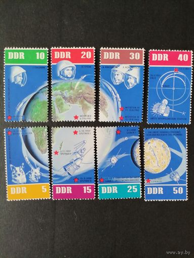 ГДР 1962 Полная серия марок "5 лет советской космонавтике" (чистые**) Mi.926-933 каталог 24.00 евро