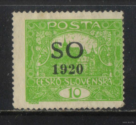 Тишинская Силезия 1920 Надп на марках Чехословакии #5D