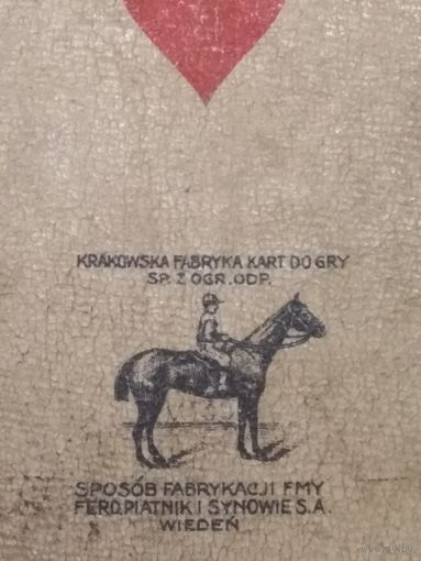 Межвоенная Польша. Раритет: игральные карты (колода 32 листа для преферанса) производства Krakowska Fabryka kart do gry. Метод изготовления венской фирмы "Фердинанд Пятник и сыновья С.А."