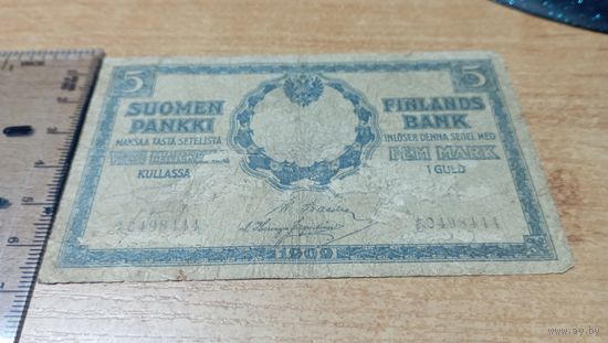 5 марок золотом 1909 года Финляндский Банк  498444