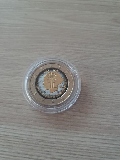 2 евро 2012 год, Бельгия Музыкальный конкурс им. Елизаветы, ЦВЕТНАЯ в капсуле, UNC