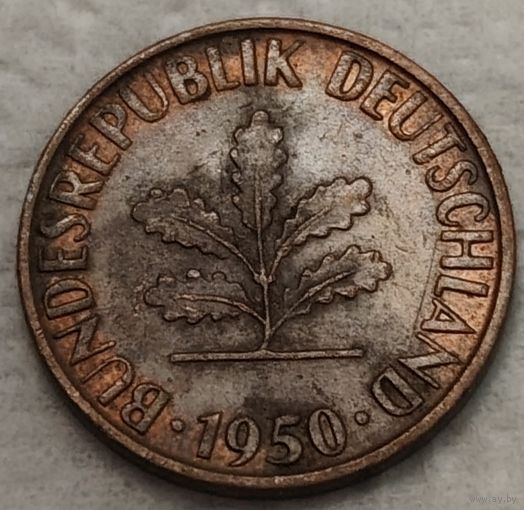 Германия 1 пфенниг, 1950 "G" - Карлсруэ (14-10-7)