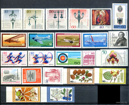 Берлин - 1979г. - Полный годовой набор - полная серия, MNH, 6 марок с отпечатками на клее, 1 с небольшим повреждением клея [Mi 591-613] - 23 марки
