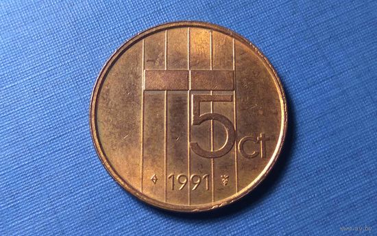 5 центов 1991. Нидерланды. XF!