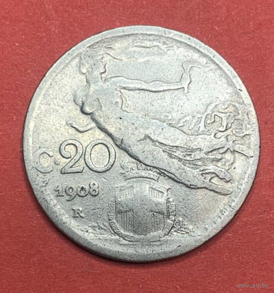 Италия, 20 сентесими 1908г.