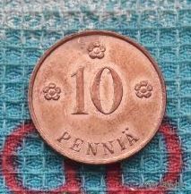 Финляндия 10 пенни 1939 года, S. UNC. II Мировая война! Предложи свою цену или обмен!