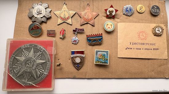 Сборный лот фалеристики,значки,копии орденов и тд