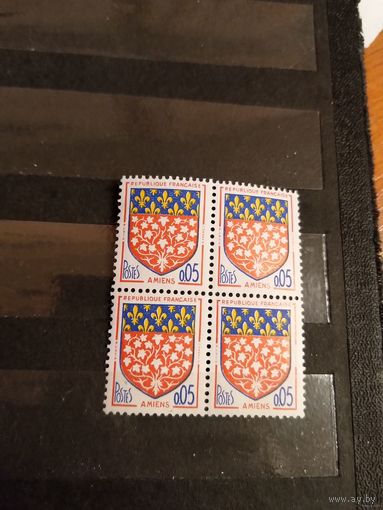 1962 Франция герб чистая клей MNH** квартблок (4-15)