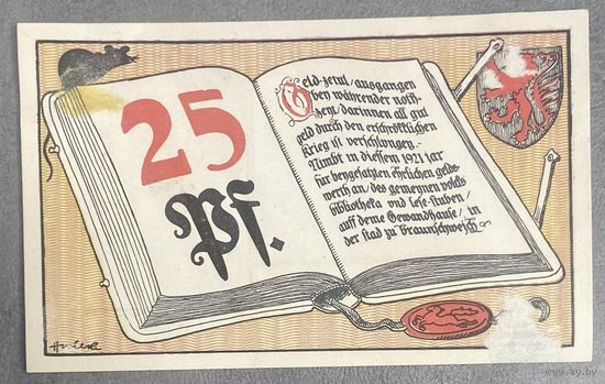 Нотгельд 25 пфеннигов 1921 год. Брауншвейг,. Веймарская республика