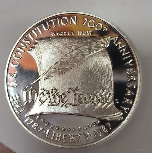 С рубля без мц! 1 доллар 1987 США конституция крупное серебро. Идеал!
