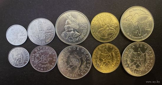 Гватемала Набор 5 монет 2009 - 2013 год UNC