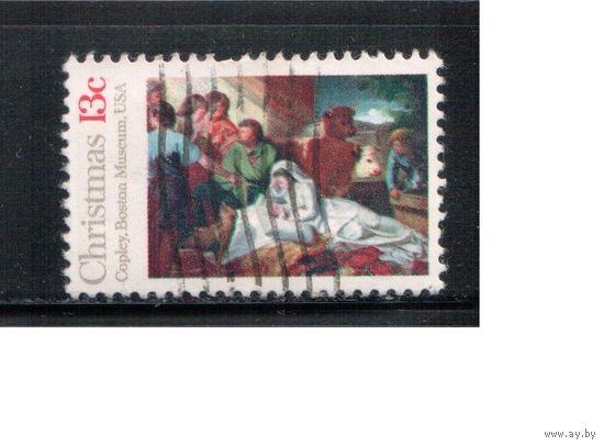 США-1976, (Мих.1289 ) , гаш.  , Рождество, Живопись