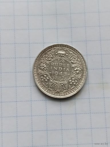 Британская Индия 1/4 рупии 1943 (Георг VI)   серебро