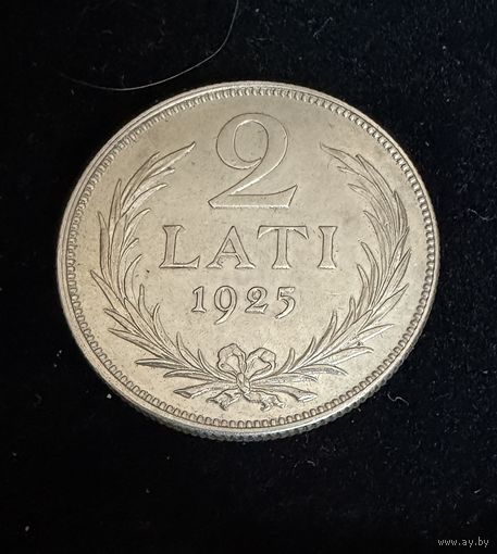 2 лата 1925 г.  Латвия.  Серебро