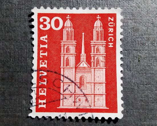 Марка Швейцария 1960 год Города Архитектура