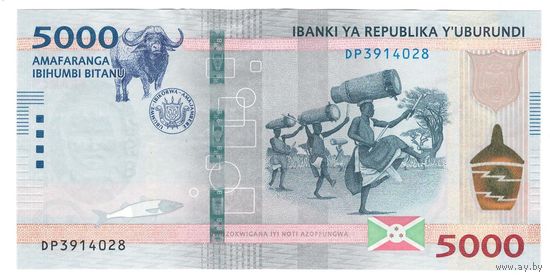 Бурунди 5000 франков 2022 года. Состояние UNC!