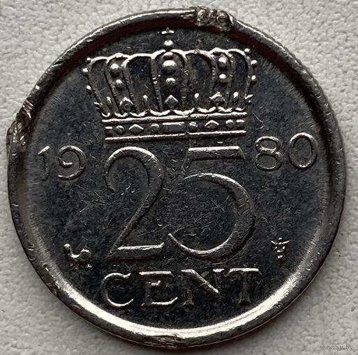 Нидерланды 25 центов 1980 г.