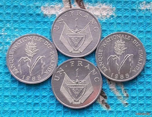 Руанда 1 франк 1985 года, UNC. Цветущий стебель проса. Герб Руанды. Предложи свою цену или обмен!
